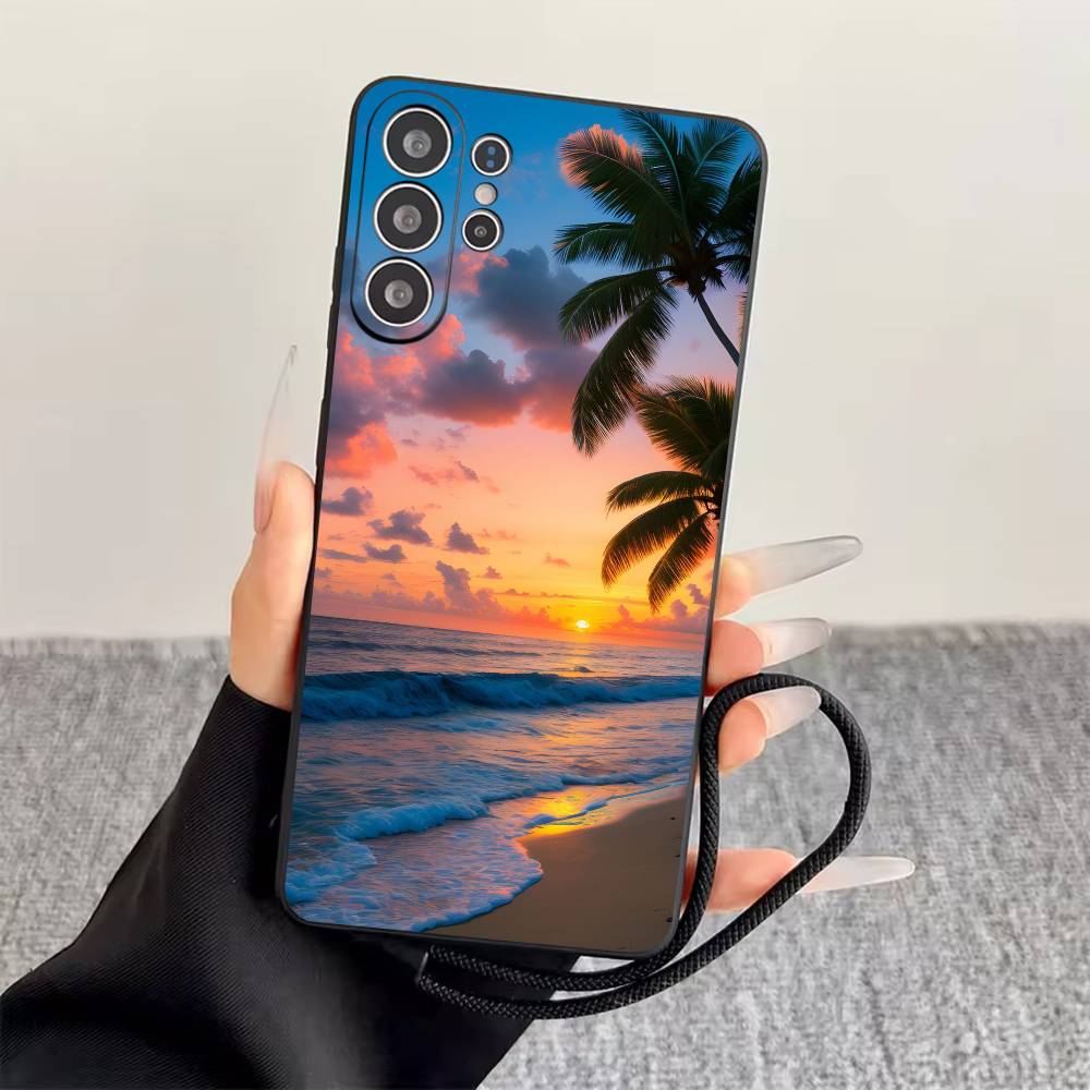 Sommer am Meer Handyhülle Für Samsung S25,S24,S21,S22,S23,S30,Ultra,S20,Plus,Fe,Weiche Silikon Schwarze Hülle