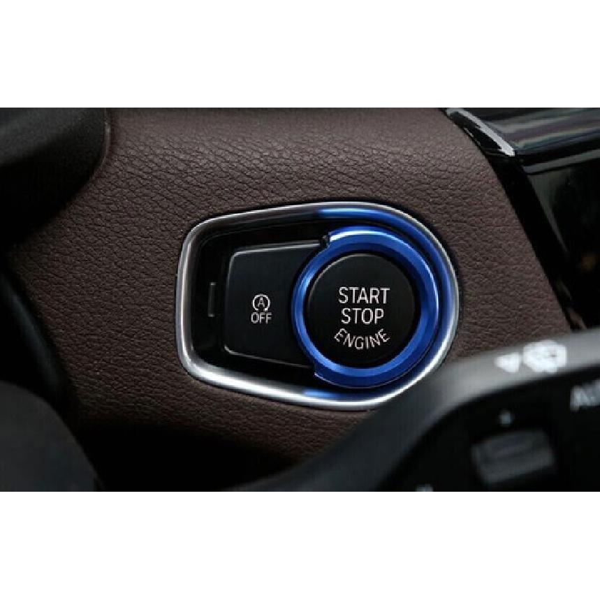 Inner One-Click Startup Blue Aluminum For BMW X2 F39 Button Ring 2018- Trim