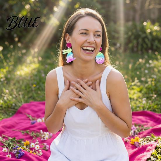 Acrylic Earrings Easter Bunny for Women Glittery and Colorful Rabbit