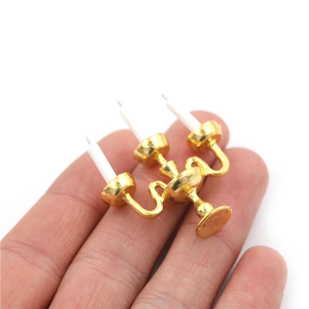 1/12 Doll House Miniature Mini Candlesticks White Candles DIY Accessories