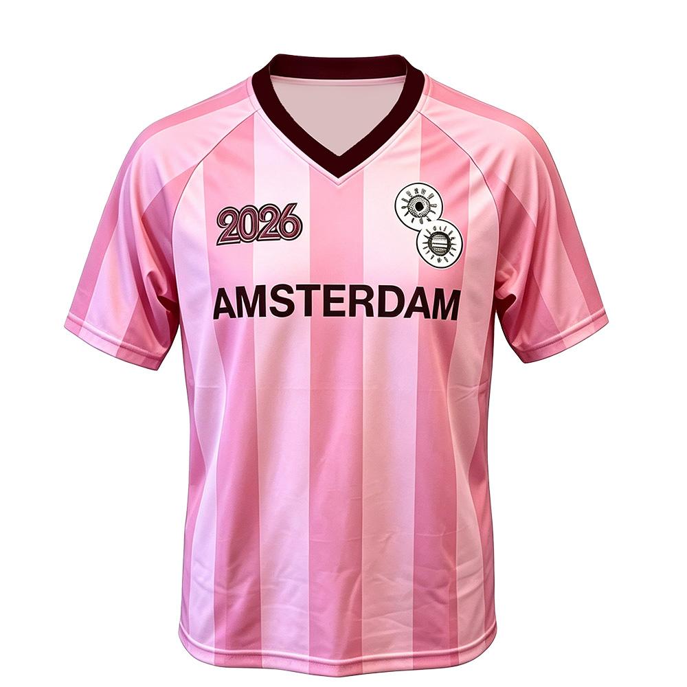 T-shirt HarryStyles Amsterdam Maillot de Football Rose 2026 Nouveautés Chemises Femmes Hommes Col en V Respirant Manches Courtes T-shirt Ample