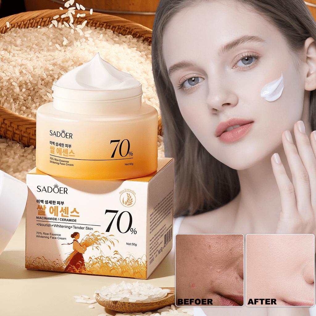 70 Rice Whitening Cream Brightens Dull Skin Moisturizes and Evens Complexion for a Radiant Glow