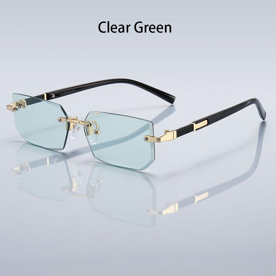 Luxury Rimless Business Rectangle Gradient Lens Unisex Fashion safety goggles  Women Men  Colored lenses Metal Frame Glasses