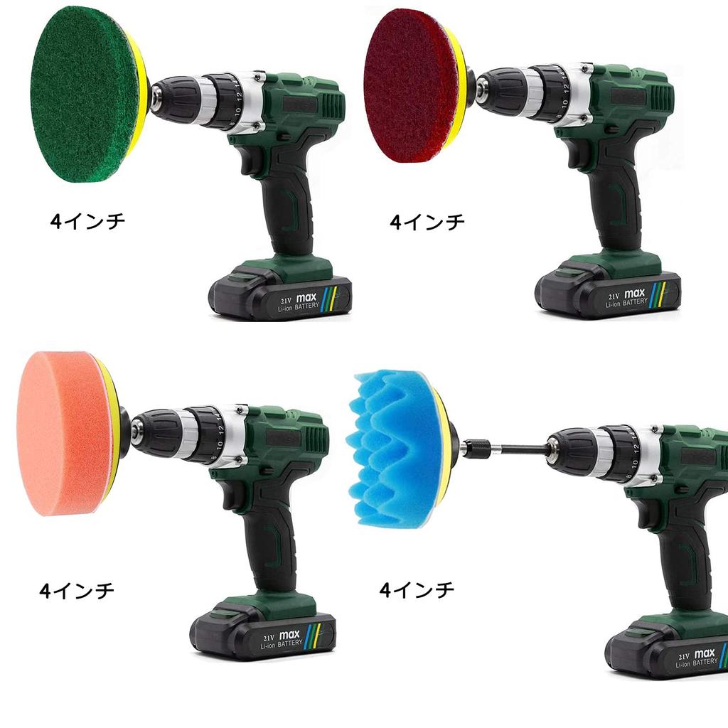 Electric Drill Brush Set GOH DODD Polisher Buff Car Wash Brush Electric Cleaning Rotating Brush Sponge Buff with Attachments Tire Motorcycle Cleaning