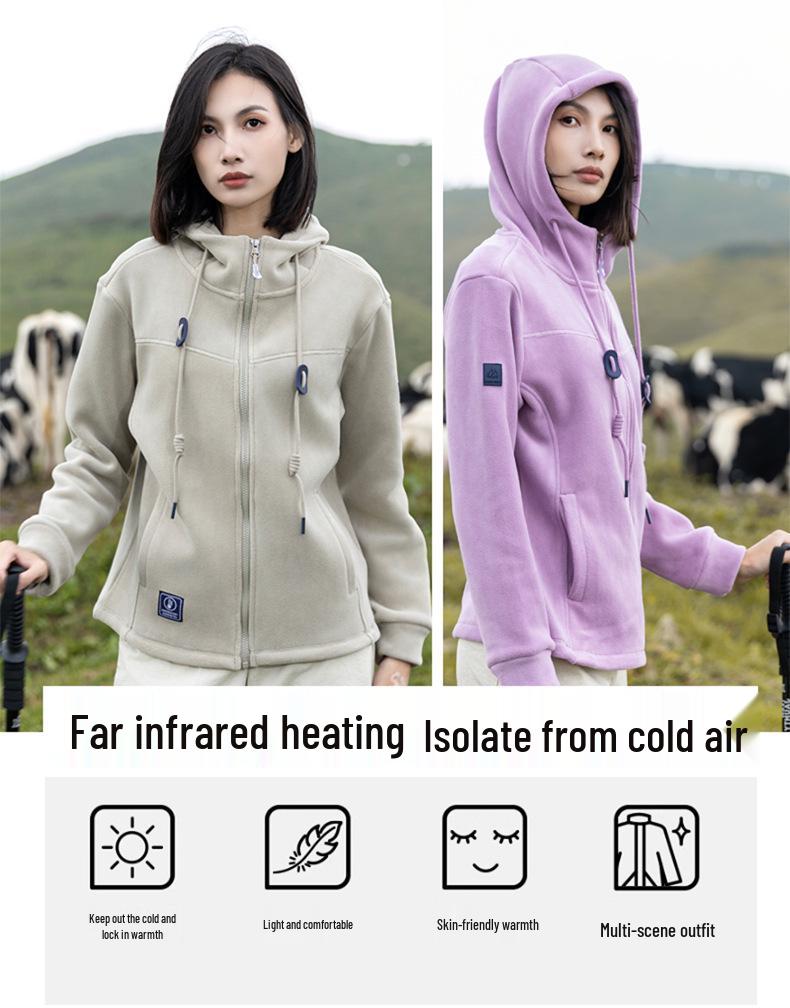 Women's Plus Size Polar Fleece Jacket - Autumn/Winter New Arrival, Anti-Static, Velvet Running, Thousand Island Style