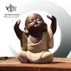 Colorful Zisha Little Monk Buddha Tea Pet - Handmade Decorative Tea Set Accessory