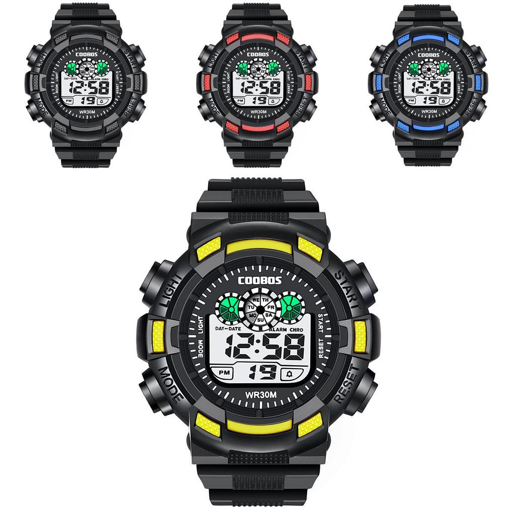 Cool Boss Outdoor Waterproof Led Luminous Digital Watch For Men With Stopwatch And Sports Timing