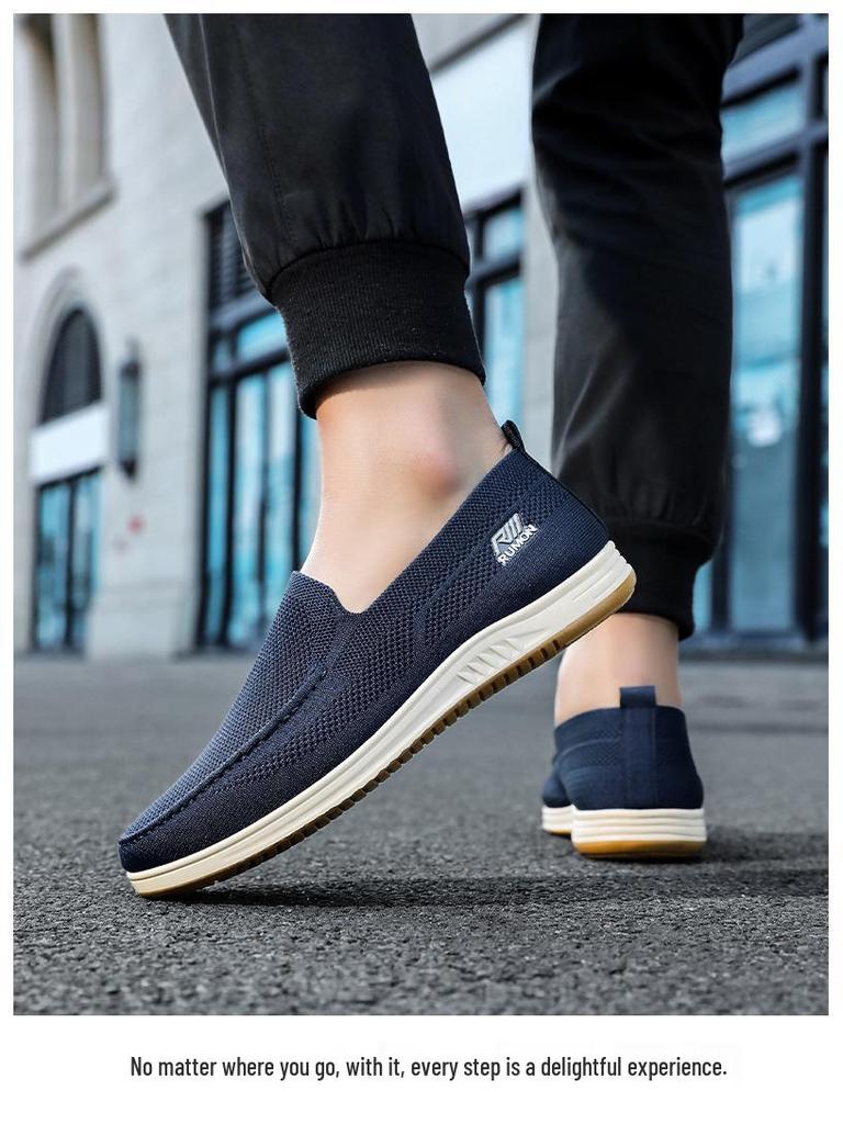 Men's Casual Fly-Knit Slip-On Mesh Shoes - Breathable and Odor-Resistant