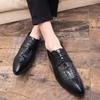 Men's Autumn Pointed Toe Lace-up Leather Dress Shoes - Groom, Wedding, Business, Korean and British Style Casual Shoes