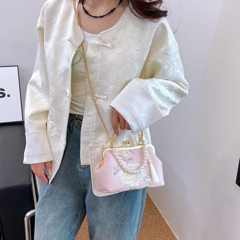 New Embroidered Simple and Elegant Hanfu Bag, Antique Hand-held Cheongsam Bag, Single Shoulder Oblique Span