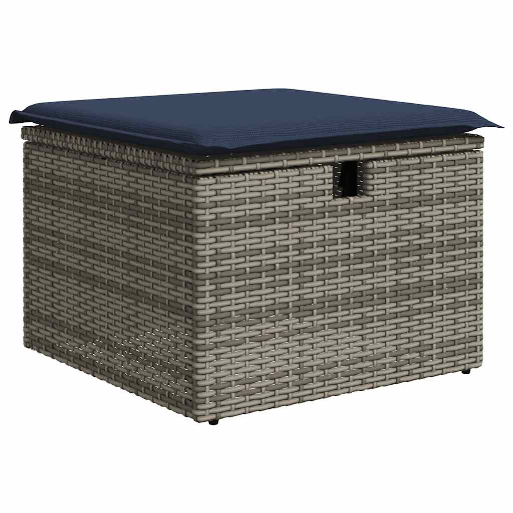 4 Piece Outdoor Sofa Set with Cushions Grey Poly Rattan