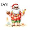 Tropical Santa Window Cling Claus Surf Static Sticker, Christmas PVC Decal, Waterproof Seasonal Decoration Easy Apply Sticker for Glass Doors