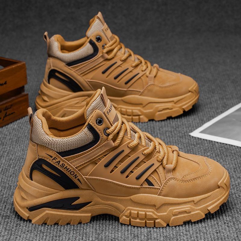 New Men's Sports Single Shoes Casual Trendy Brand Versatile Platform Heightening Men's Mountaineering Martin Sports Dad Trendy Shoes