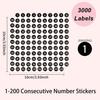3000 PCS Number Stickers Labels, 0.4'' Black Consecutive Number Stickers 1-200, Vinyl Numbered Sticker, Self-Adhesive and Residue-Free, Use for