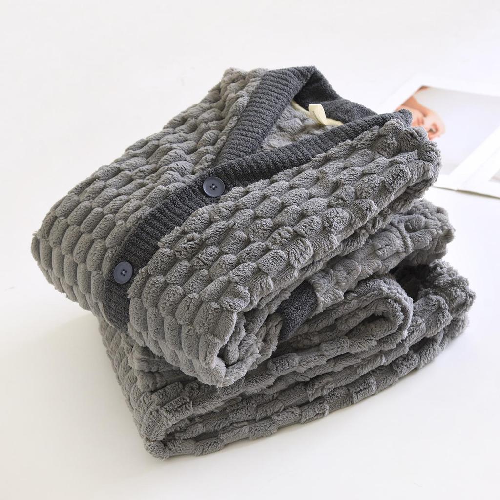 Men's Flannel Pajamas Set: Autumn-Winter, Thick Velvet, Warm & Loose Fit, Plus Size, Wearable Outdoors in Spring