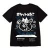 Camiseta Casual Casual Con Estampado De Gato Negro De Dibujo