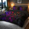 Digital Printing Soft with Soft Fabric Duvet Cover Set, Patern of Colorful Light Shing Through Black Rocks, It Uses a 3D Ultra-Soft Brushed, 3Pcs