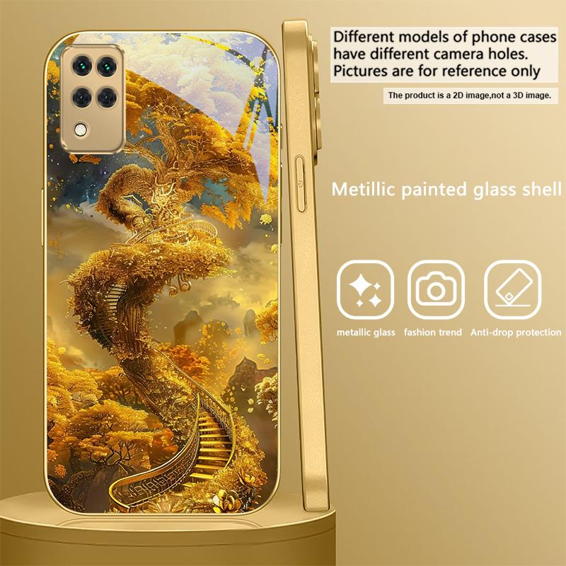Mythical Golden Dragon For Samsung A 01 52S A04 A05S A10 A12 13 22 23 24 36 42 M02 Note 10 20Ultra 8 9 Golden glass phone case