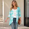 Women's Vintage Floral Print Three-Quarter Sleeve Lightweight Cardigan for Casual Daily Wear