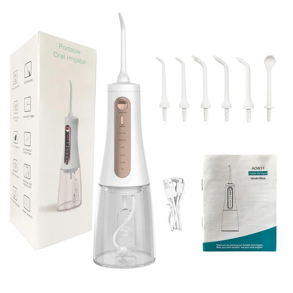 Portable Oral Irrigator Dental Flosser for Cleaning Teeth Water Thread Flosser 6 Nozzle Mouth Washing Machine 350ml