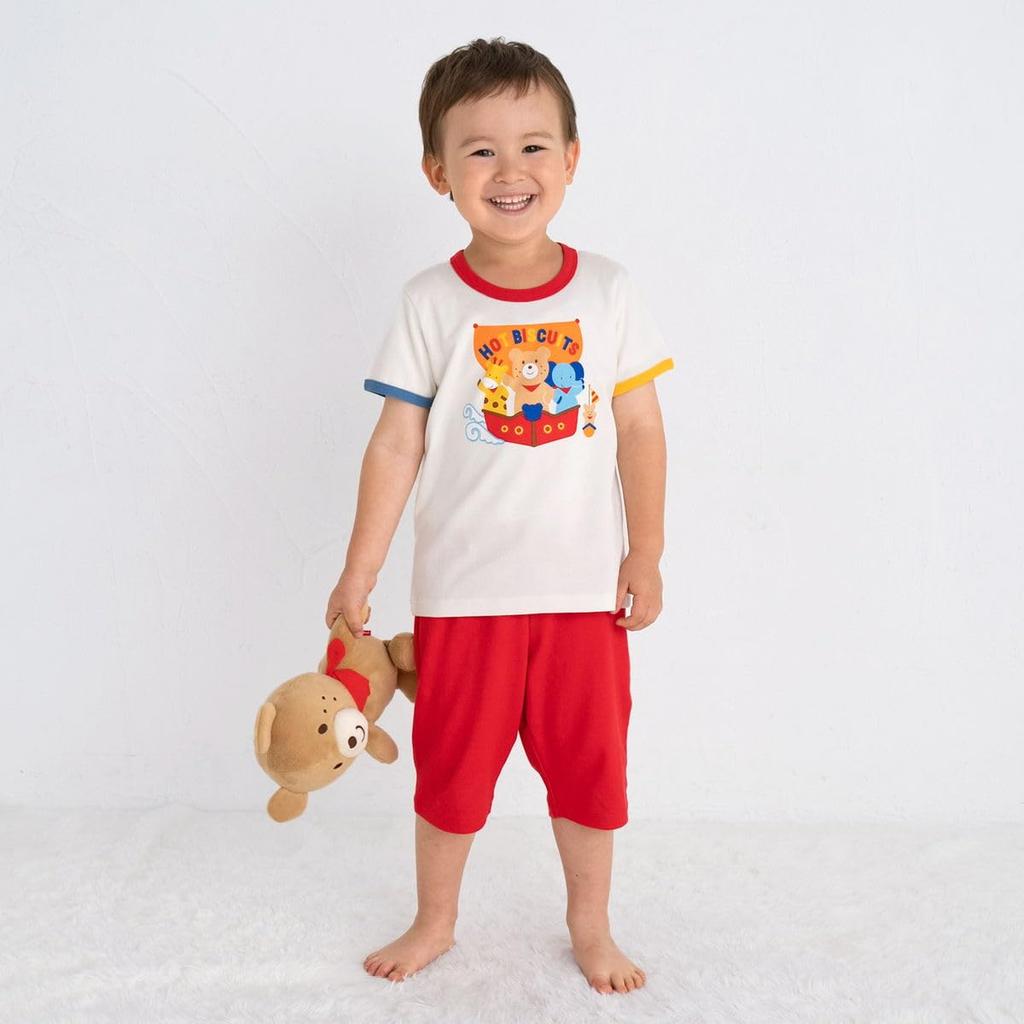 HOT Top and Bottom Short [MIKIHOUSE BISCUITS] Set, Sleeves, Loungewear, Boys, Girls, Baby, Children's Clothing, White, 80cm, 72-7301-688