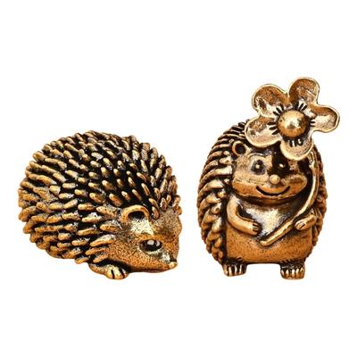 Vintage Solid Brass Hedgehog Figurine Antique Animal Miniature Sculpture for Home Decors and Office Desk Ornament Gift