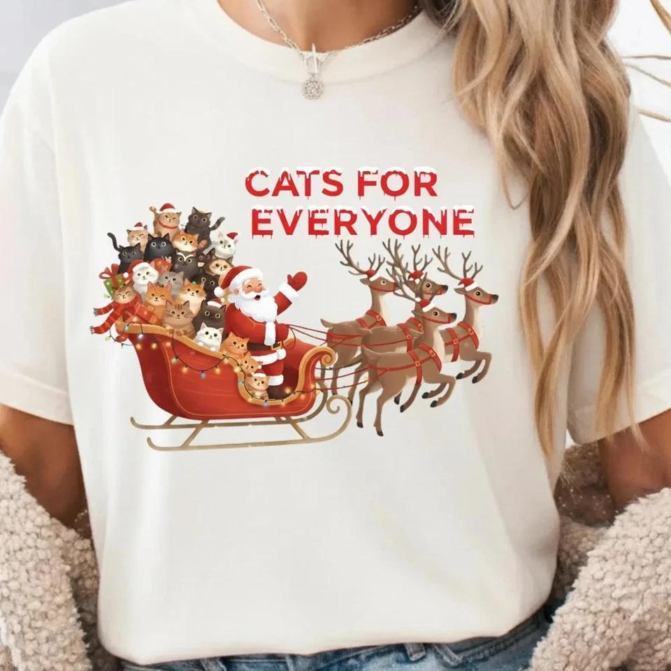 Santa Cat Shirt Cute Christmas Cat Lover Graphic 2XL