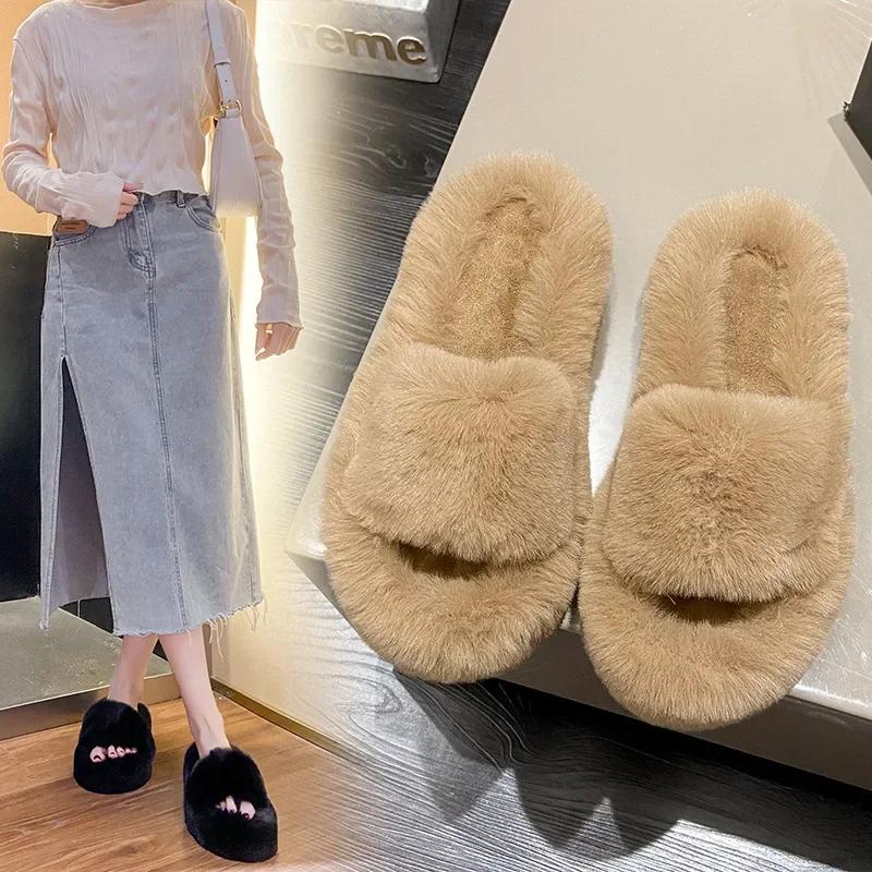 Mao Mao Slippers for Women's Outwear 2024 New Korean Edition Instagram Trendy Autumn and Winter Indoor Cotton Slippers