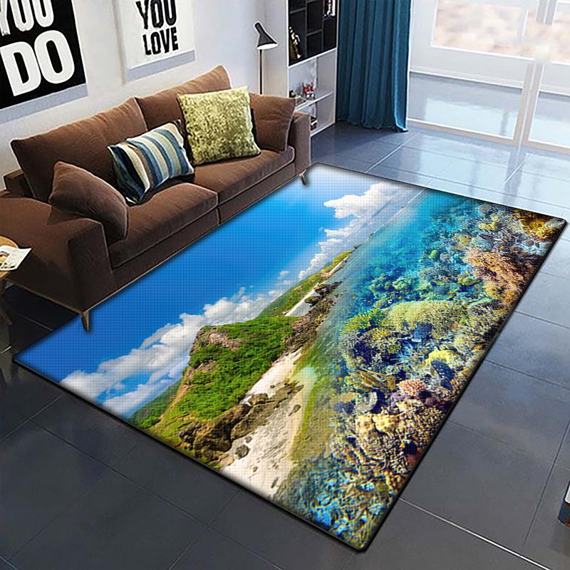 Marine Fish Beautiful Painting Carpet for Living Room Large Area Rug Black Soft Carpet Home Decoration Mats Boho Rugs Picnic