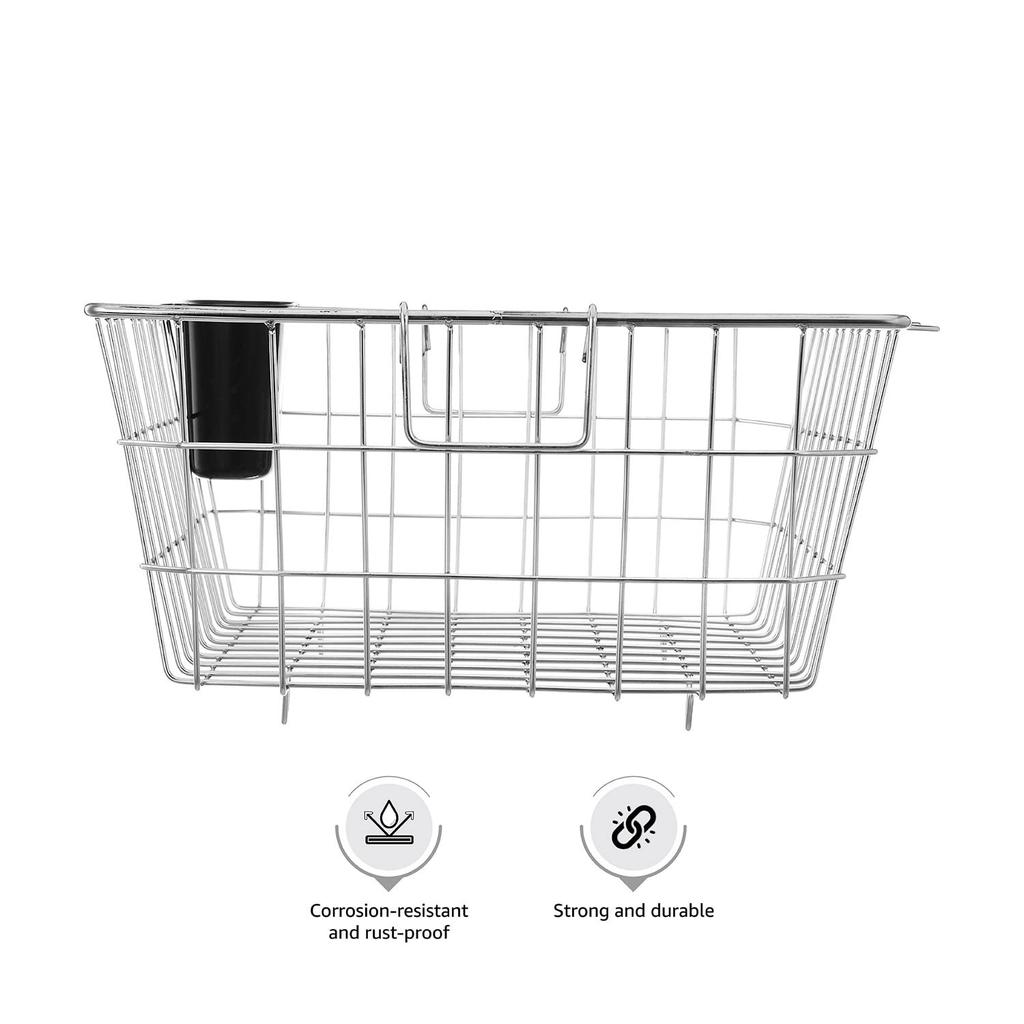 Dish Drainer with Cutlery Stand, Stainless Steel (50 Cm X 20 Cm X 38 Cm)