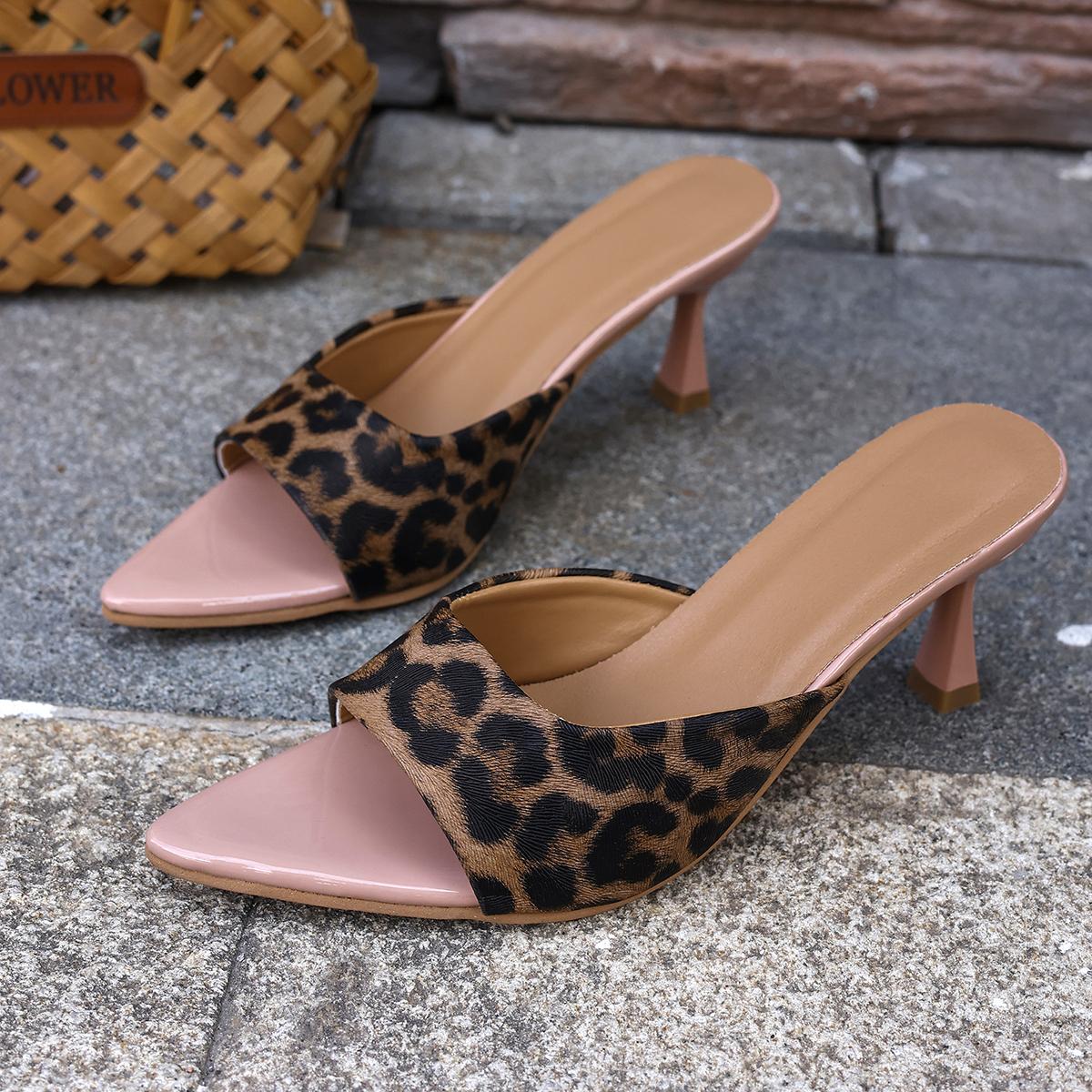 

Fashion 2025 Summer New Brand Women Slipper Fashion Open Toe Slip on Slides Ladies Elegant Thin High Heel Dress Pumps Slides 40 коричневый