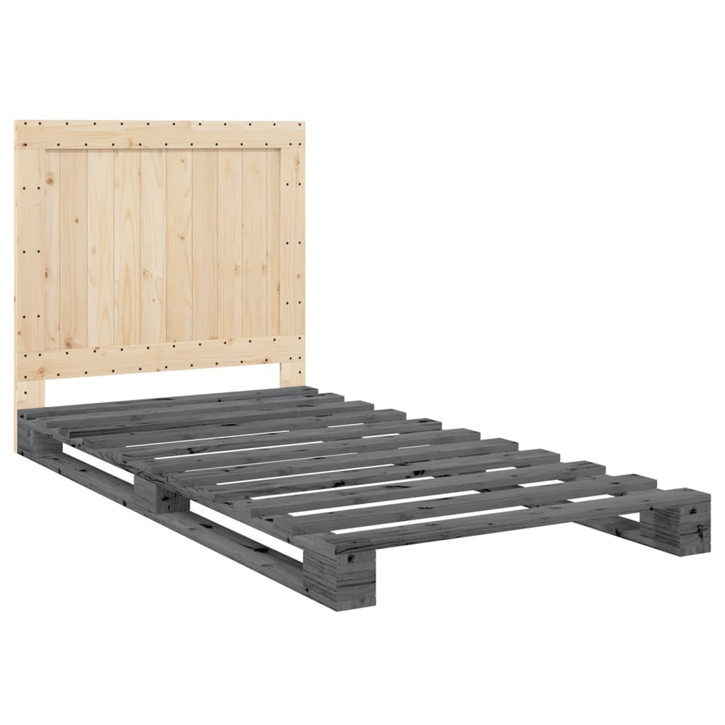 Solid Wood Bed with Headboard Grey 100x200 cm Pine
