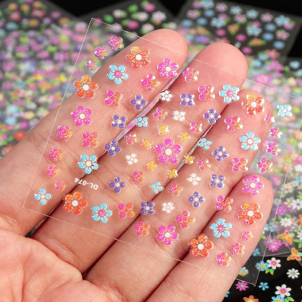 30 Pegatinas de Uñas de Flores de Verano Coloridas Rosas 3D Autoadhesivas Diseños de Pegatinas de Uñas Autoadhesivas Encantos Decoración de Arte de Uñas DIY