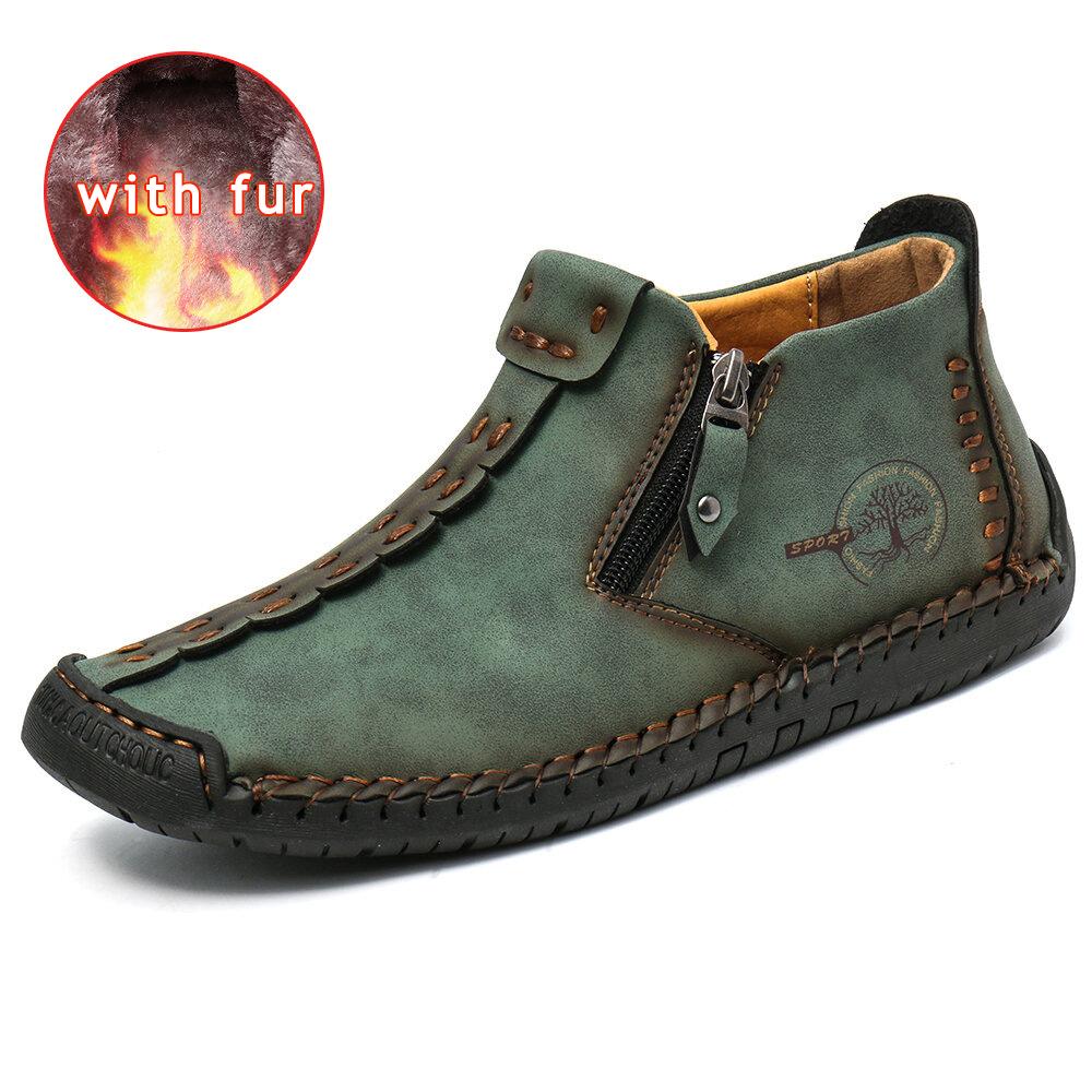 Autumn Men Boots Handmade Casual Ankle Boots For Man Winter Boot With Fur Keep Warm Shoes Male Hombres Botas Botte Hommes