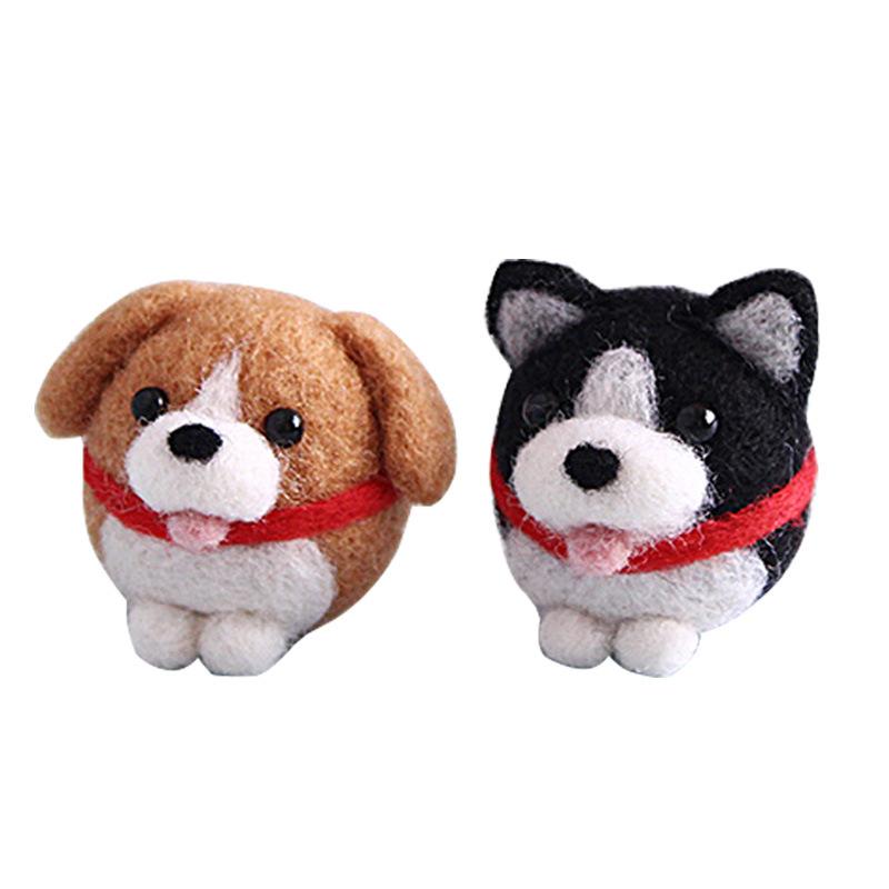 Non-Finished New Poke Wool Felt Handmade DIY Doll Teddy Small Animal Corgi Puppy Material Kit Plush Toy Desktop Ornament Gifts