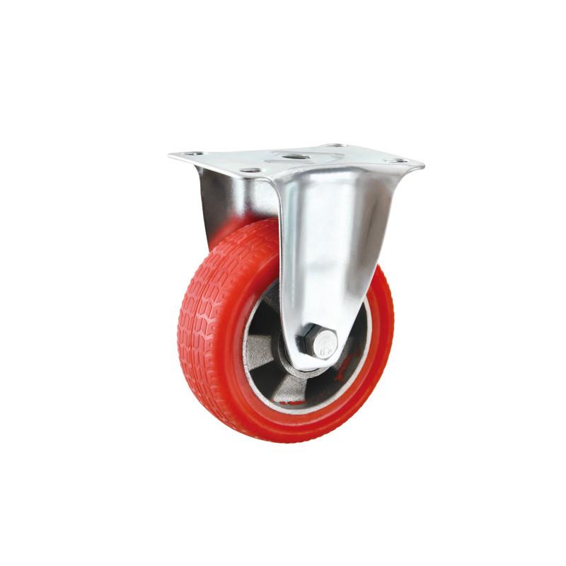 Medium Aluminum Core Swivel Caster - Red High-Temp Resistant (200°C) - 3", 4", 5" Double-Axis Silicone Wheels