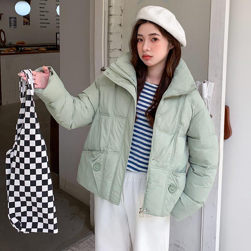 Kvinnor Höst Vinter Soild Färg Tjocka Ytterkläder Bomull Vadderad Hooded Warm Jacket Coat