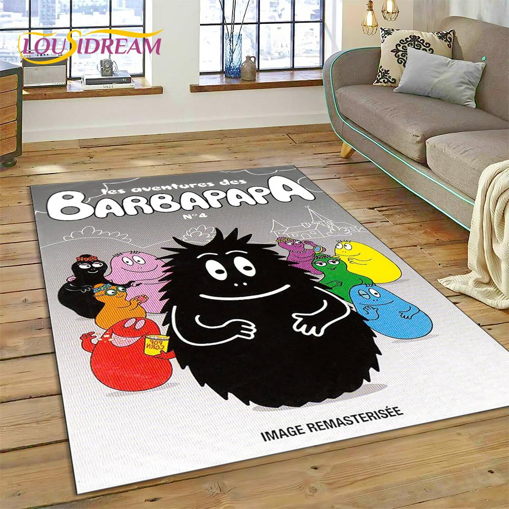 Tappeto Cartoon 3D Famiglia Barbapapa per Camera da Letto Soggiorno Casa Decorazione Divano, Gioco Bambini Grande Tappetino Decorativo Regalo