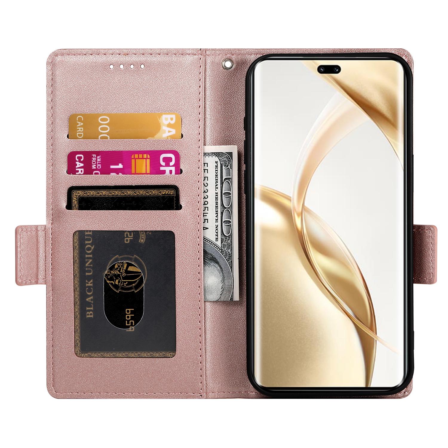 

DF-010 For Honor 200 Pro 5G Case PU Leather Wallet Stand Phone Cover Rose Gold