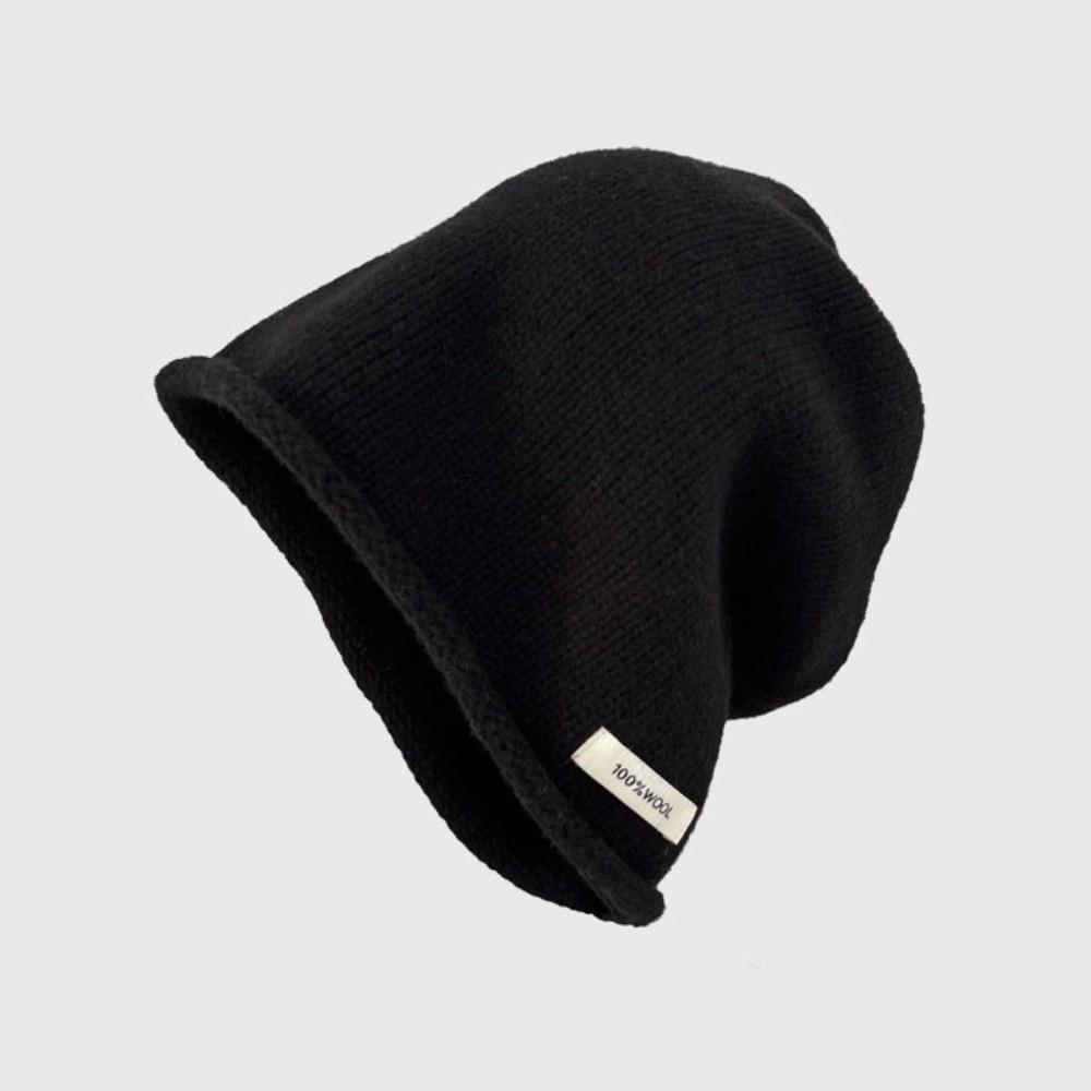 55-58CM Ear Protection Hat Ear Protection Winter Vintage Cap Wool Knit Slouchy Beanie  Women