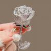 Elegant Rose Flower Shape Brooch Rhinestones Inlaid Faux Pearl Pin Bouquet Suit Lapel Badge Women Wedding Coat Accessories