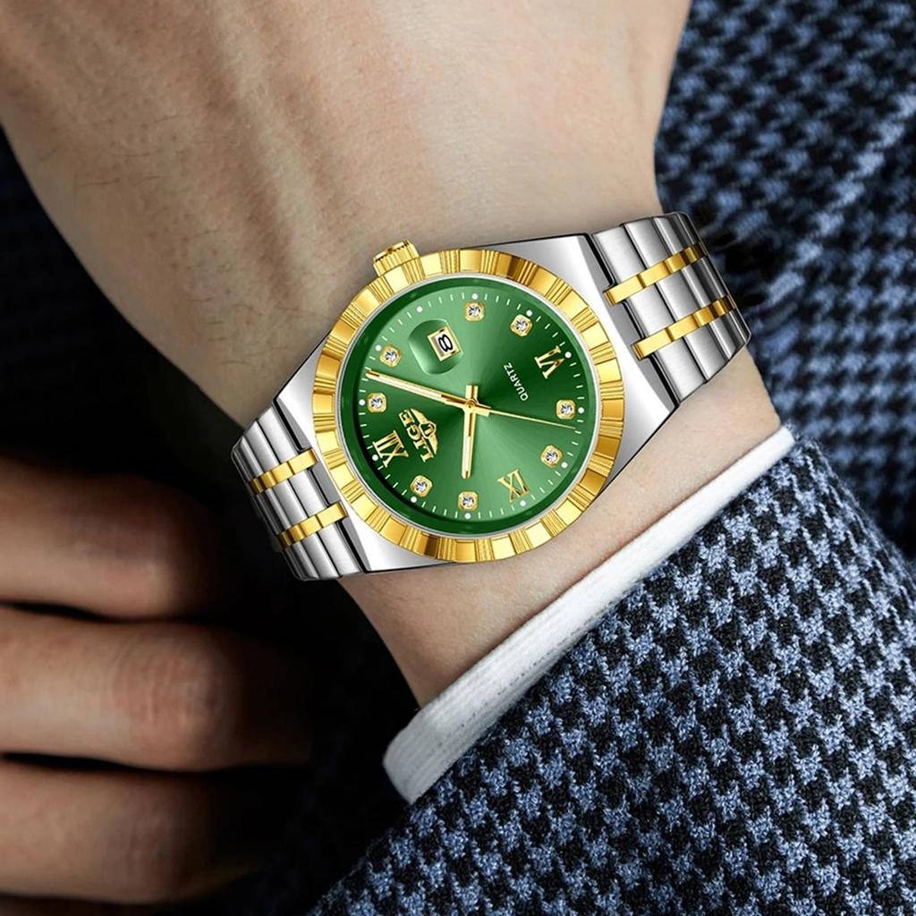 Herrenmode Businessuhr Herren Sport Schwarz Edelstahl Luxus Leuchtend Wasserdicht Herren Quarzuhren