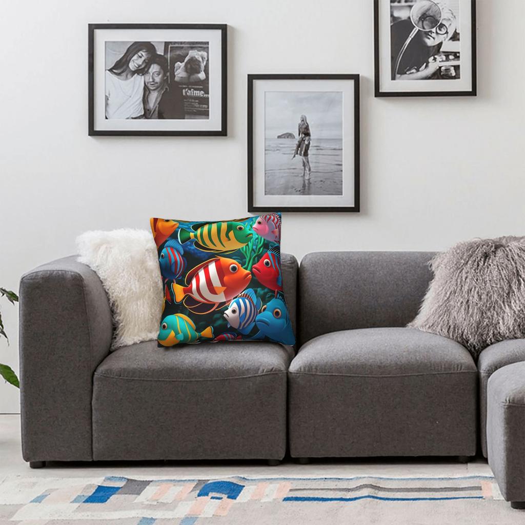 Beautiful Underwater World Colorful Fish Pillow Case Cute Funny Pillow Cover Graphic Pillowcases For Wedding Party Home Decor