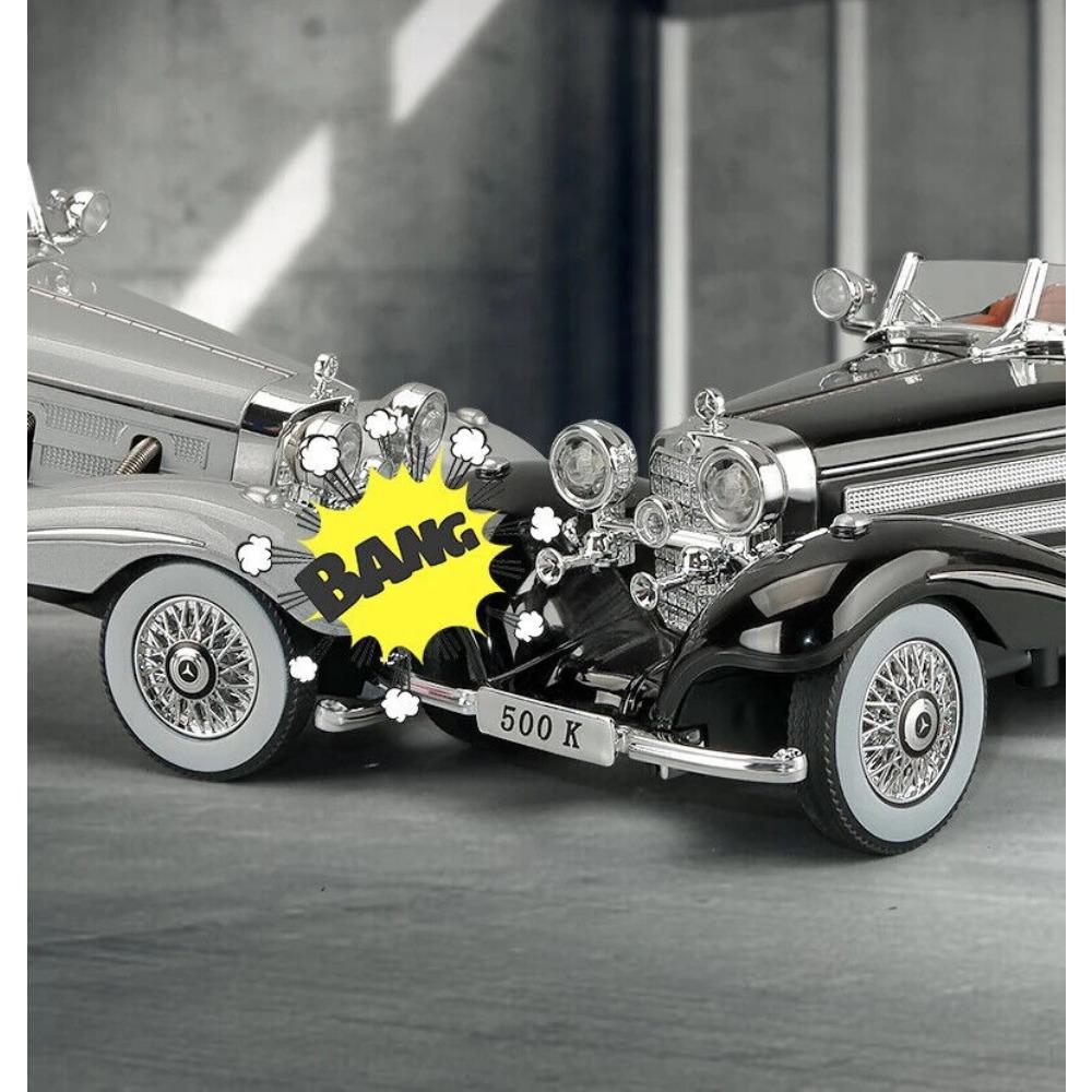 1/24 Mercedes Benz 1936 500K Classic Vintage Alloy Diecast Car Model Sound Car