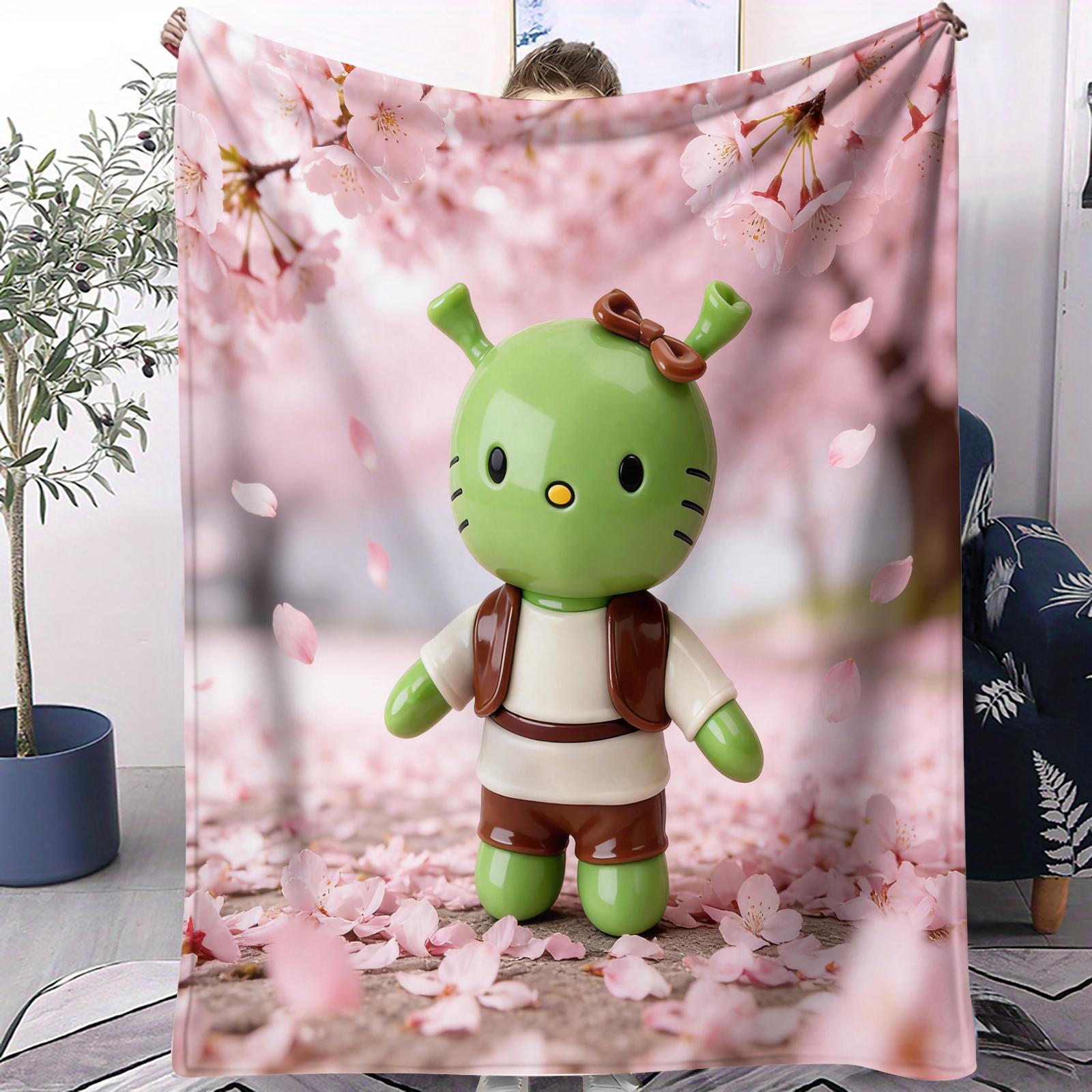 

Cute Green Alien Character Small Cover Blanket All Season Soft Cozy For Bed Bedroom Dorm Sofa Lunch Camping Nursery Room Decor 70x100cm