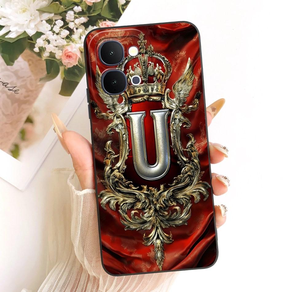 For Vivo Y31d Y51 Pro Y500i 2026 Feather Crown Initial Letter Phone Case For Vivo Y31D Y51Pro Y500i Soft Silicone Covers Bumpers