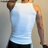 INCERUN Men's Sleeveless Square-cut Collar Vest Slim Fit Pinstripe Tank Top