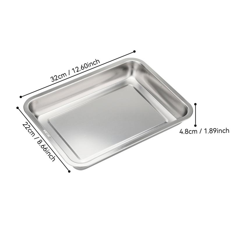 Kitchen Stainless Steel Thicken Food Storage Tray Rectangle Sausage Fruits Dish Hotel Metal Dinnerware Baking Pastry Pans Plate