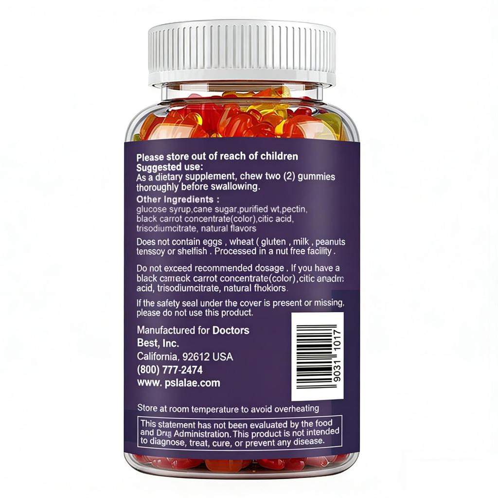 Multivitamin-Gummibärchen - mit Biotin - Immununterstützung, Gesundheit von Haaren, Haut und Nägeln