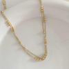 Chic Gold Double-Layer Round Bead Necklace: French Style, High-End Luxury Clavicle Chain for Women